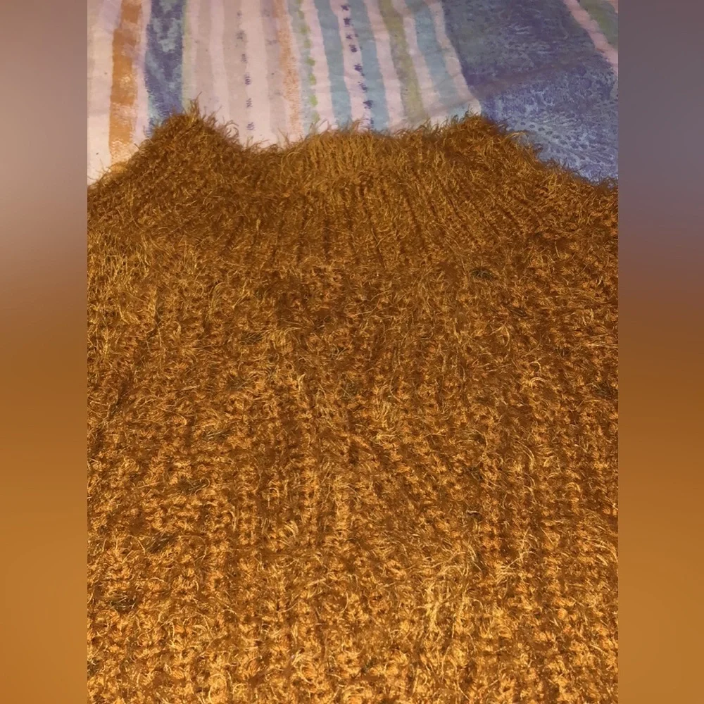 NWOT Orange Brown Turtle Neck Knit Sweater size M